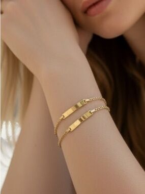 Pure 10k & 14k gold I.D. Nameplate bracelets paper clip adjustable & square link